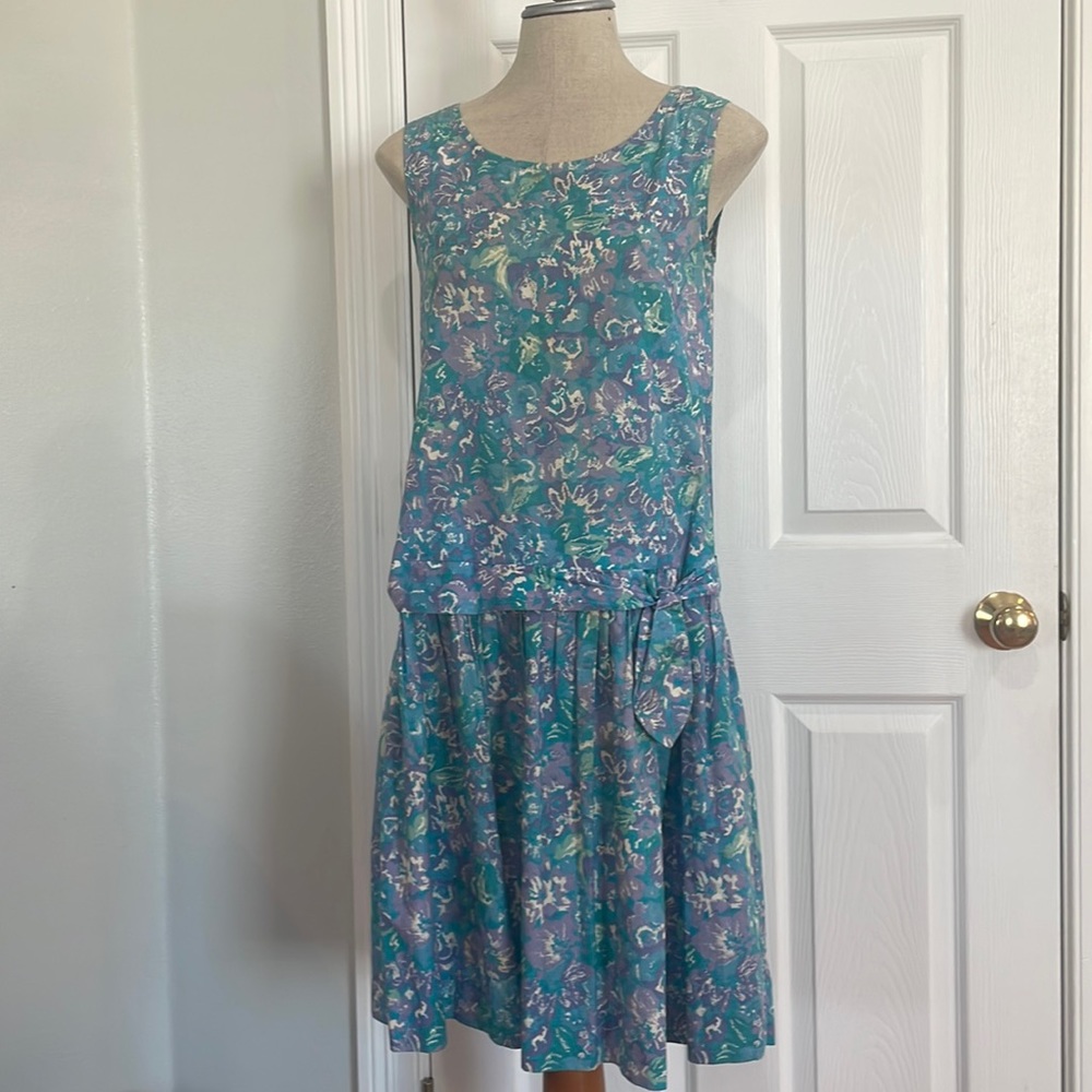Vintage 1980’s Laura Ashley dress sleeveless floral 100% cotton women’s size 8